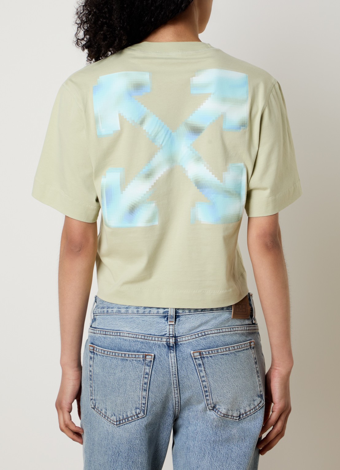 Off-White Pixel Arrow cropped T-shirt met logo - detail 2 lindegroen