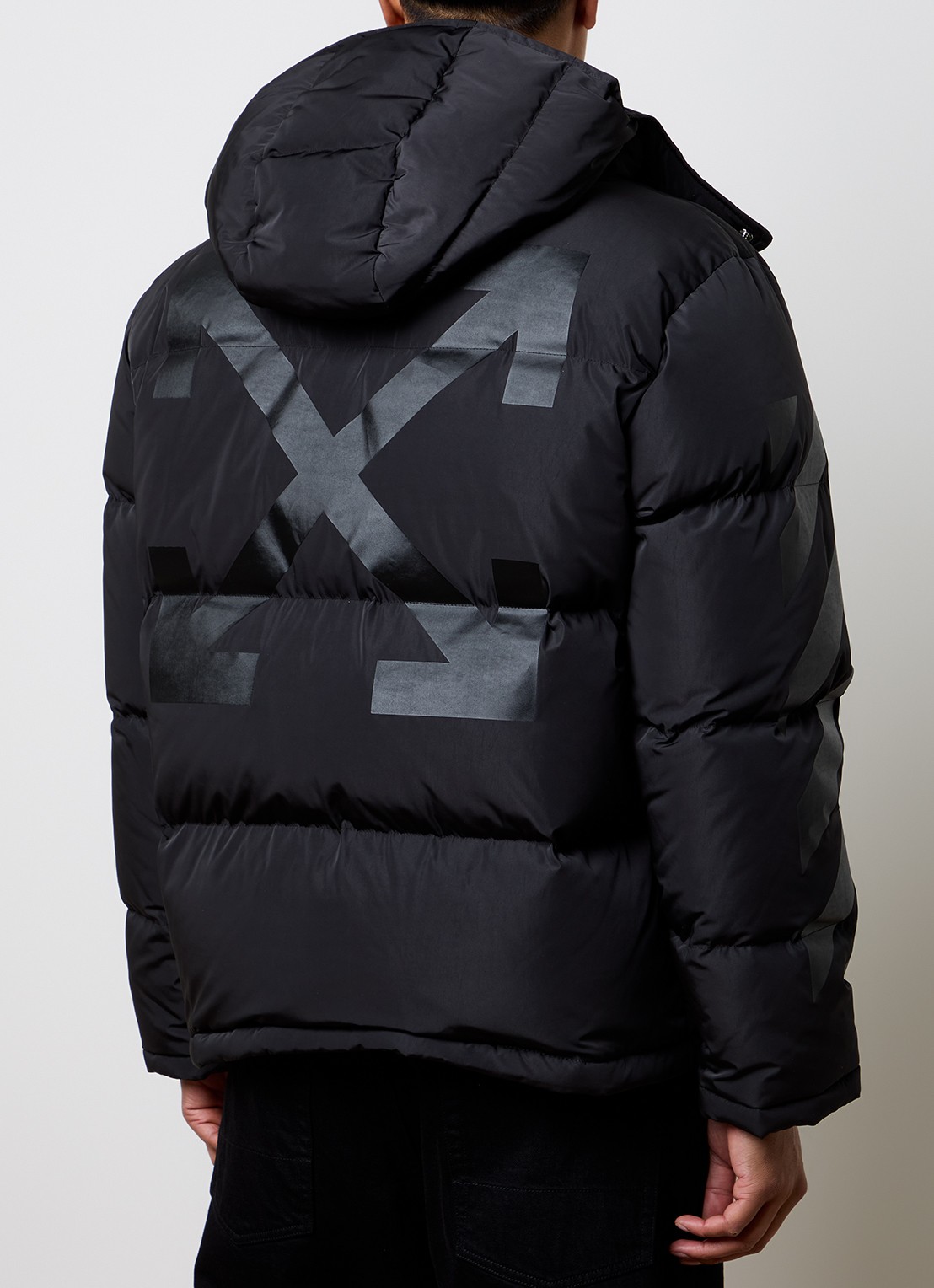 Off-White Puffer jack met donsvulling en afneembare capuchon - detail 2 zwart