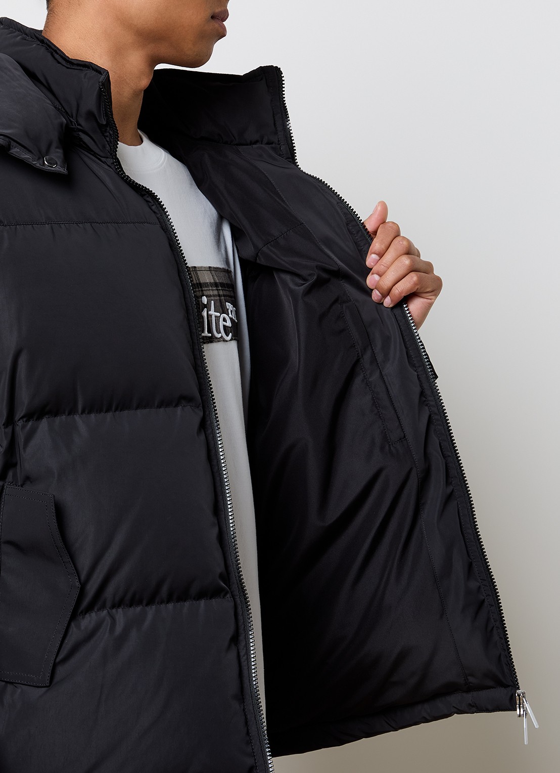 Off-White Puffer jack met donsvulling en afneembare capuchon - detail 4 zwart