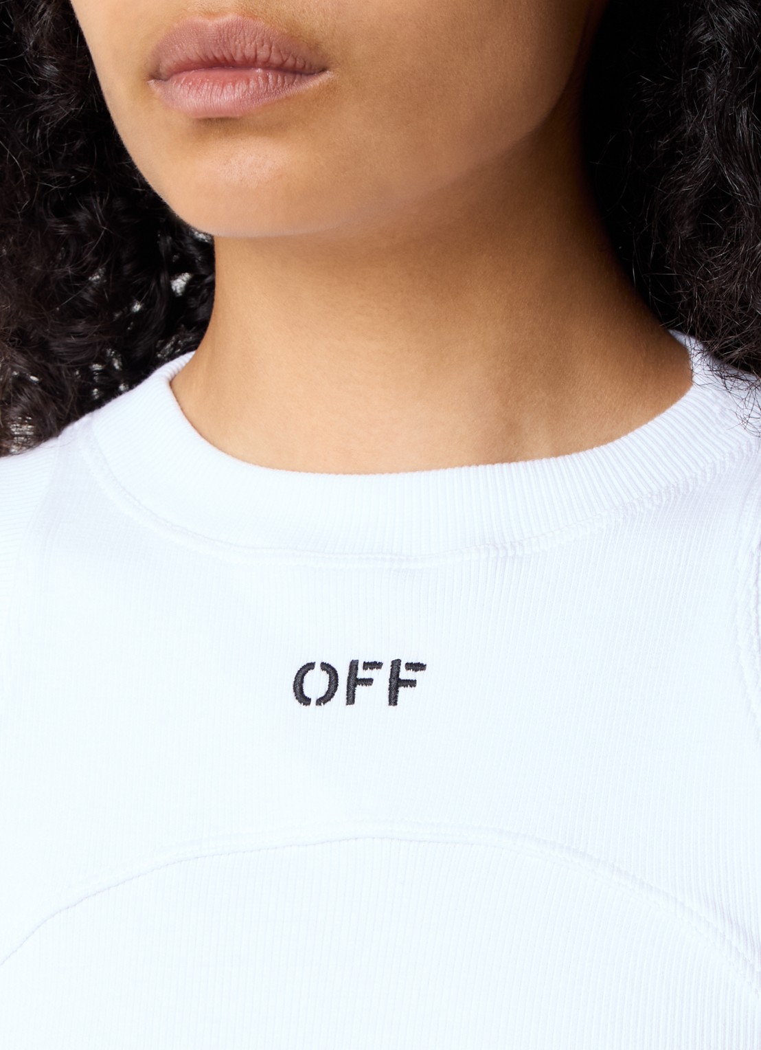 Off-White Ribgebreide tanktop met logoborduring - detail 5 wit