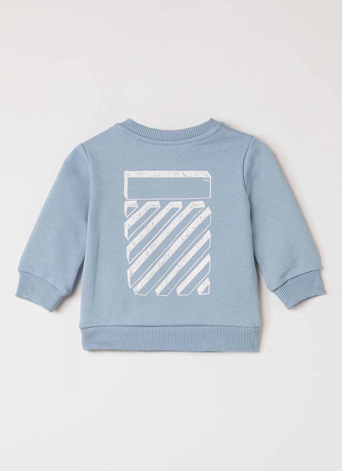 Off-White Scribble sweater met logo- en backprint - voorkant 2 lichtblauw