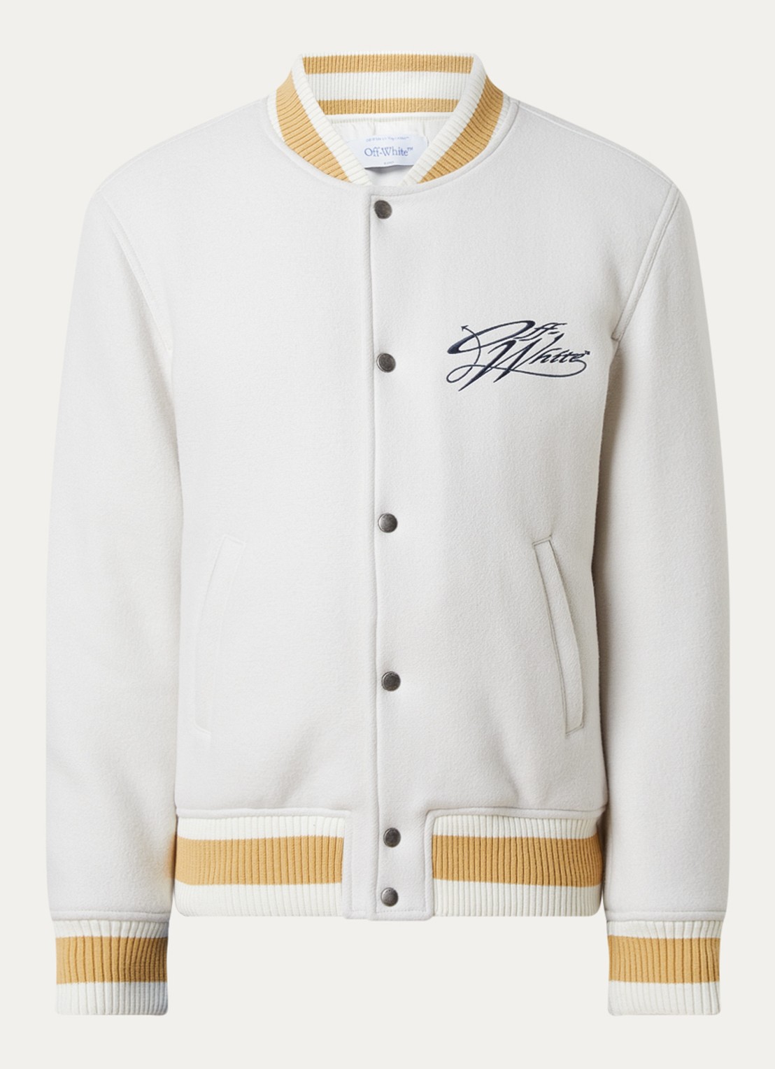 Off-White Script arrow jack in wolblend met backprint - voorkant 4 gebroken wit