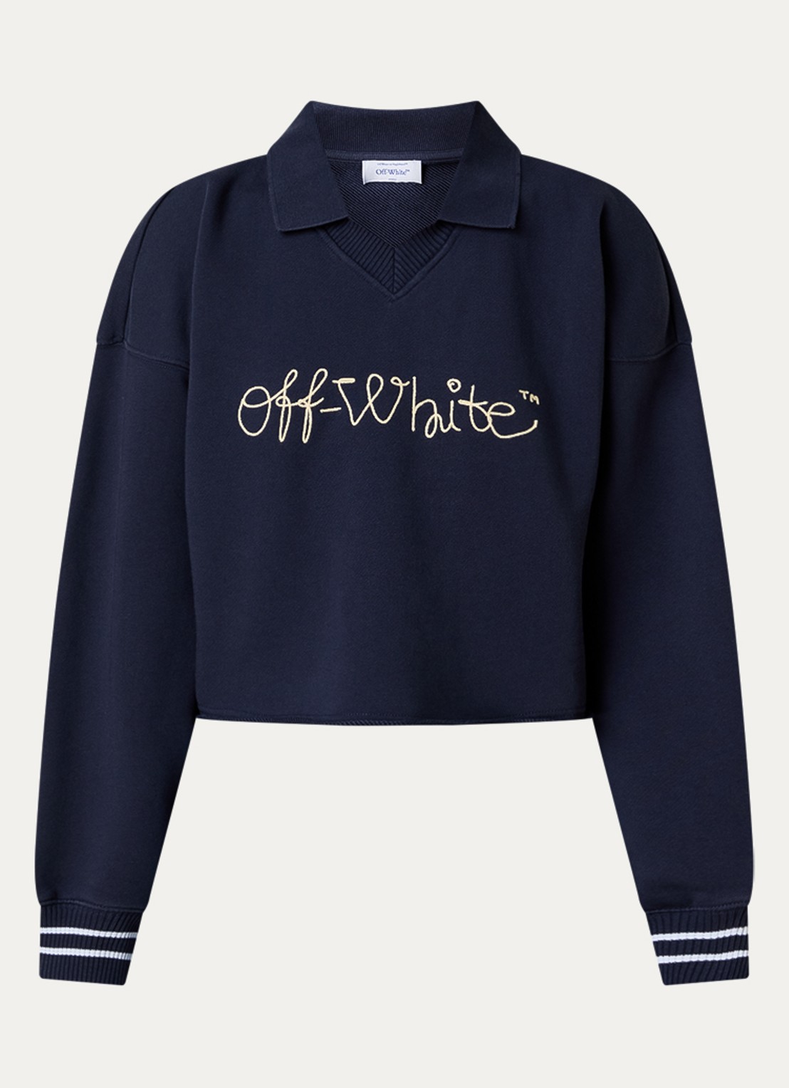 Off-White Script polo met logo - voorkant donkerblauw