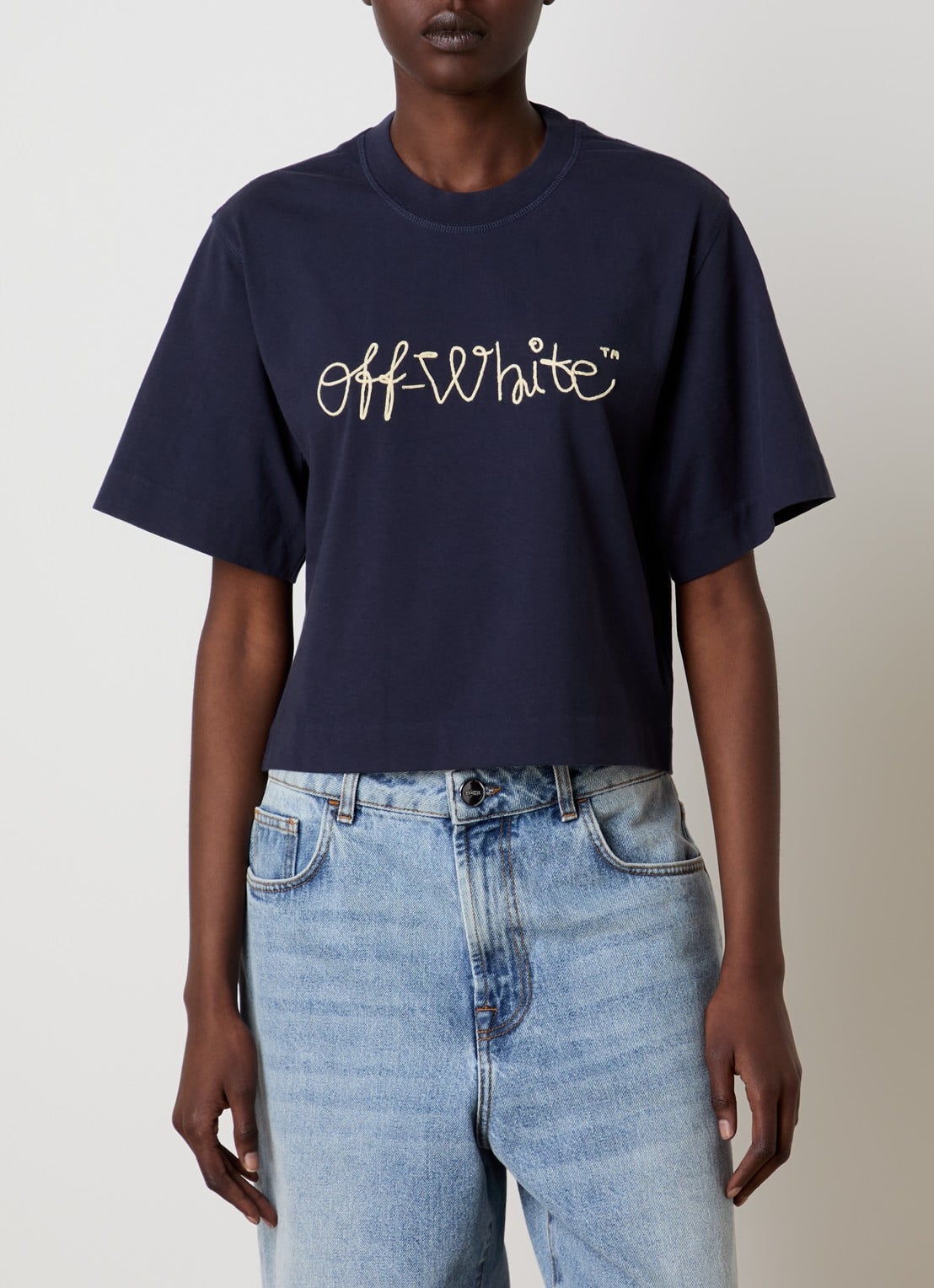 Off-White Script T-shirt met logo - detail 4 donkerblauw