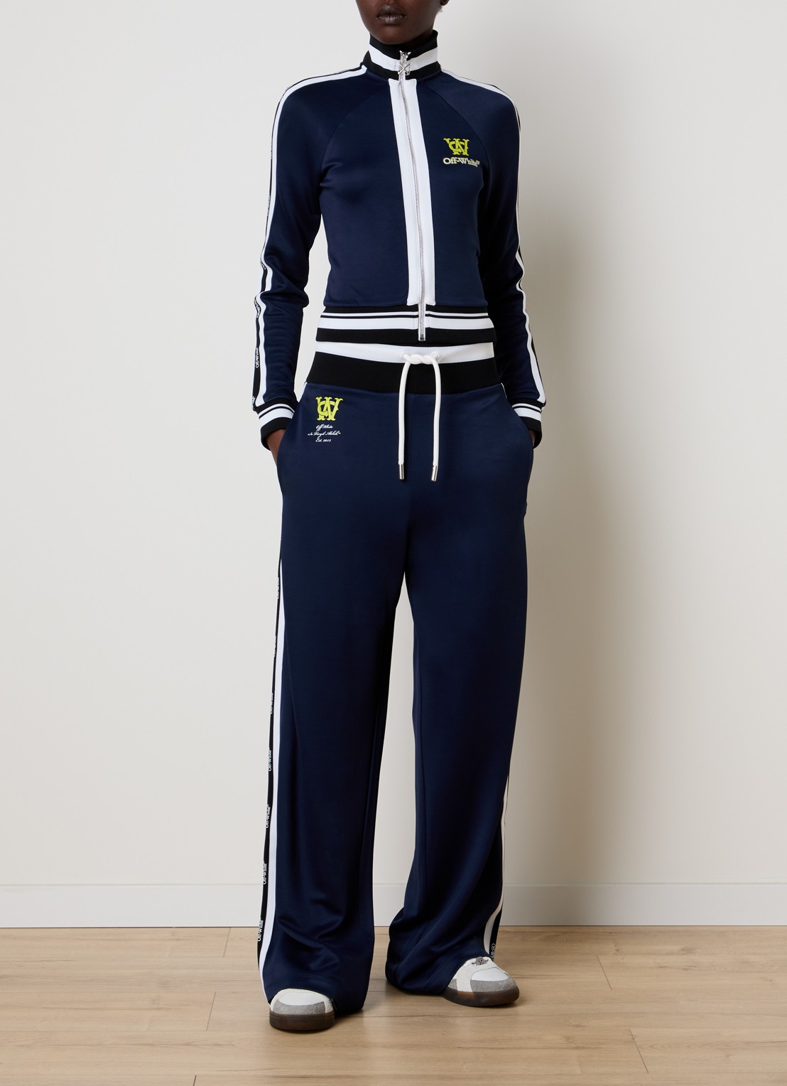 Off-White Serena high waist loose fit joggingbroek met logo - voorkant 3 donkerblauw
