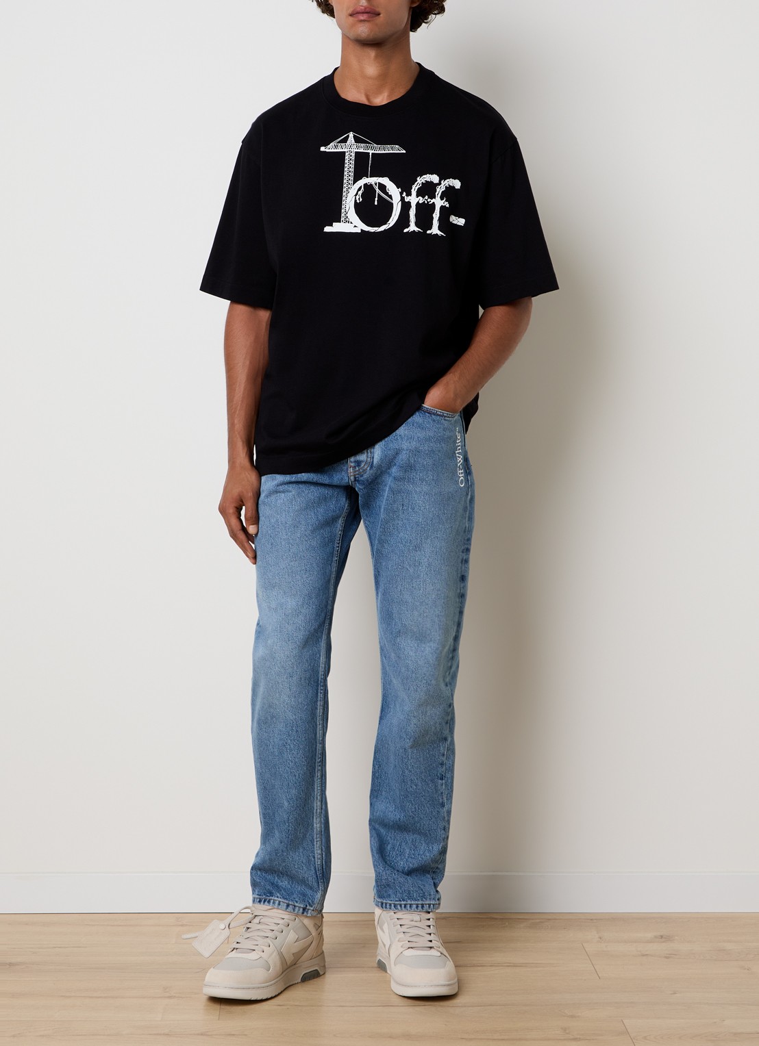 Off-White Shared T-shirt met logo- en backprint - voorkant 2 zwart