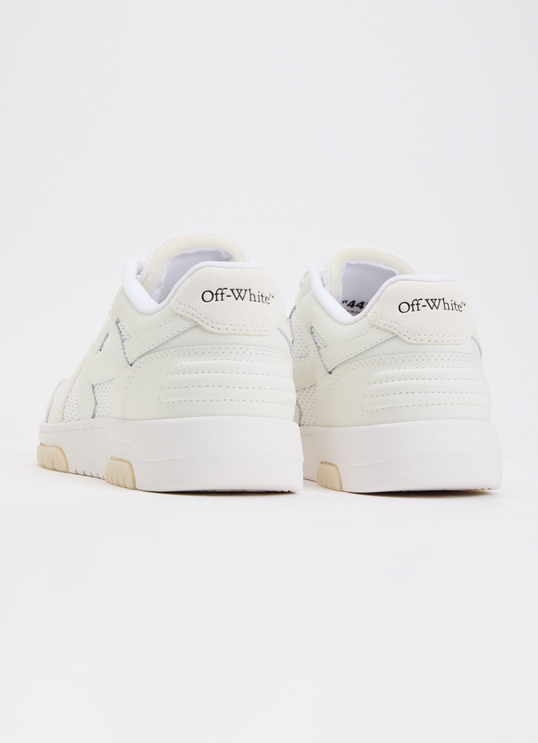 Off-White Slim Out Of Office sneaker met details van leer en suède - achterkant 6 gebroken wit