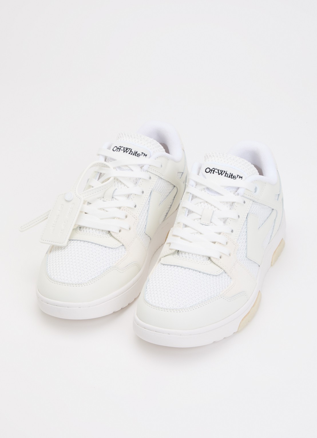 Off-White Slim Out Of Office sneaker met details van leer en suède - detail 2 gebroken wit