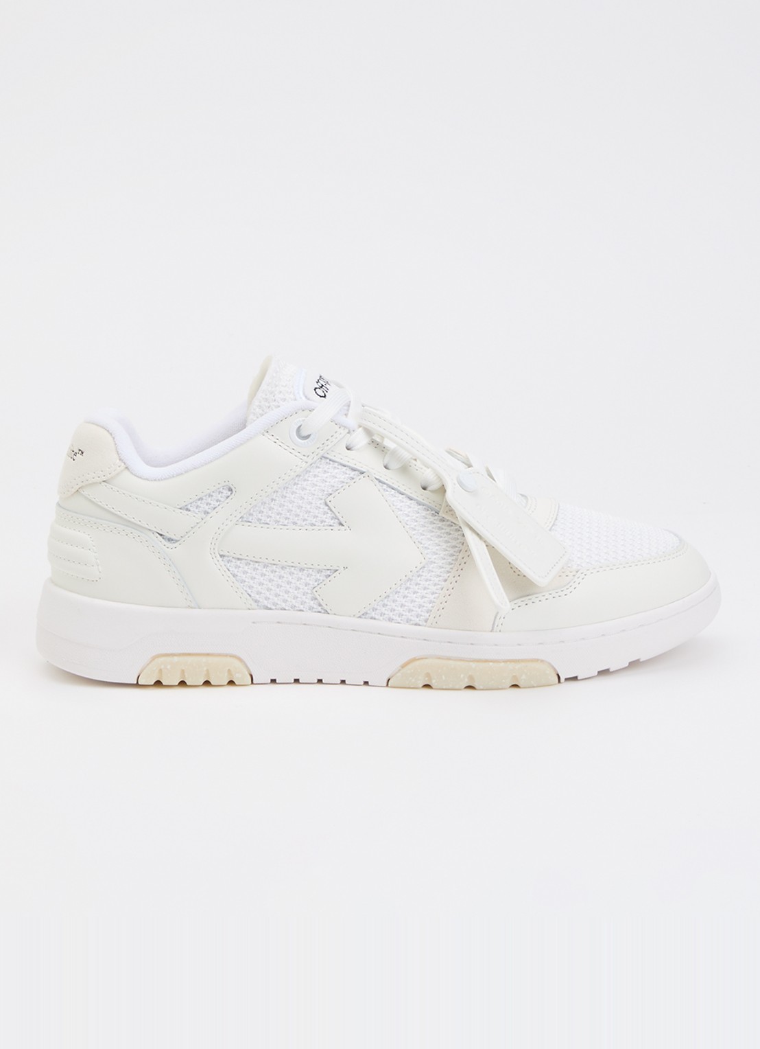 Off-White Slim Out Of Office sneaker met details van leer en suède - voorkant gebroken wit