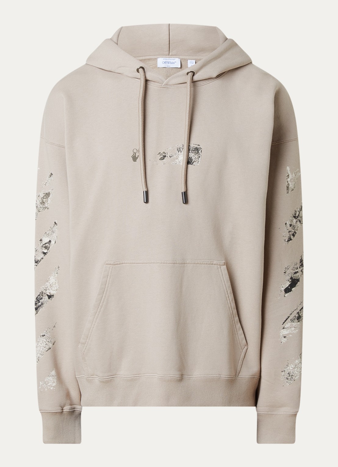 Off-White Spices arrow hoodie met logo- en backprint - voorkant beige