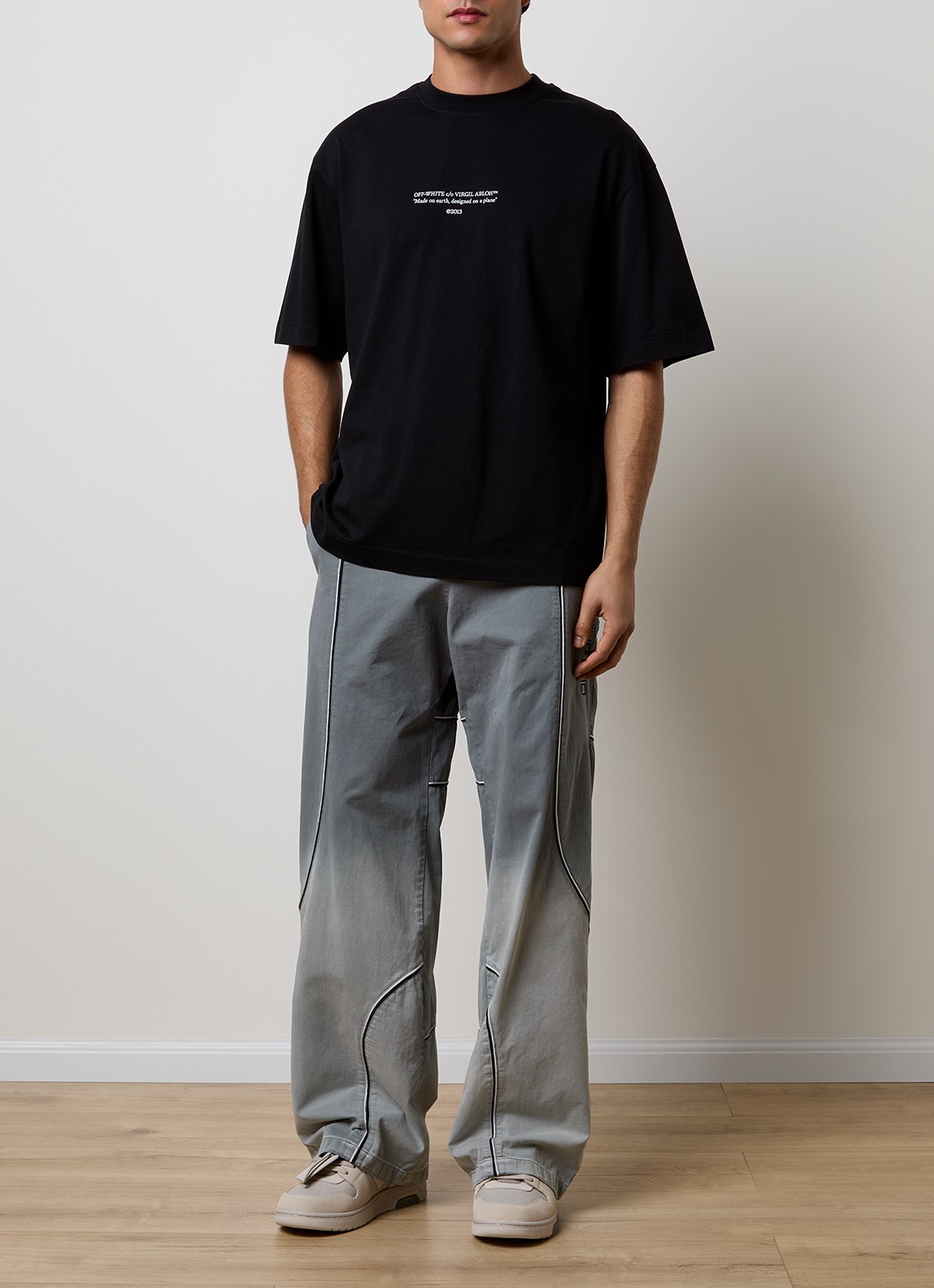 Off-White Statement T-shirt met logoprint - voorkant 2 zwart