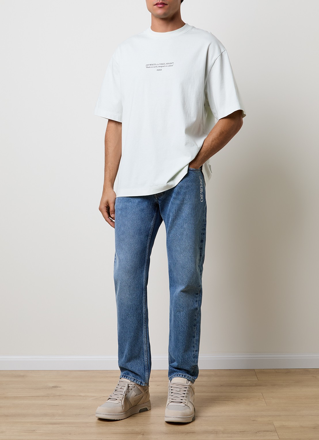 Off-White Statement T-shirt met logoprint - voorkant 3 mint