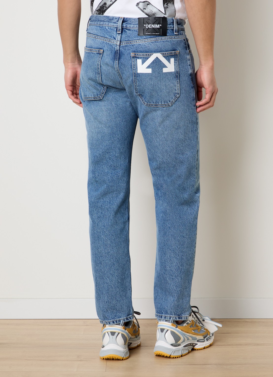 Off-White Straight leg jeans met medium wassing en logo - achterkant 4 indigo