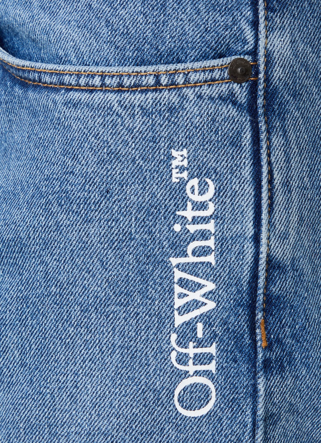 Off-White Straight leg jeans met medium wassing en logo - detail 3 indigo