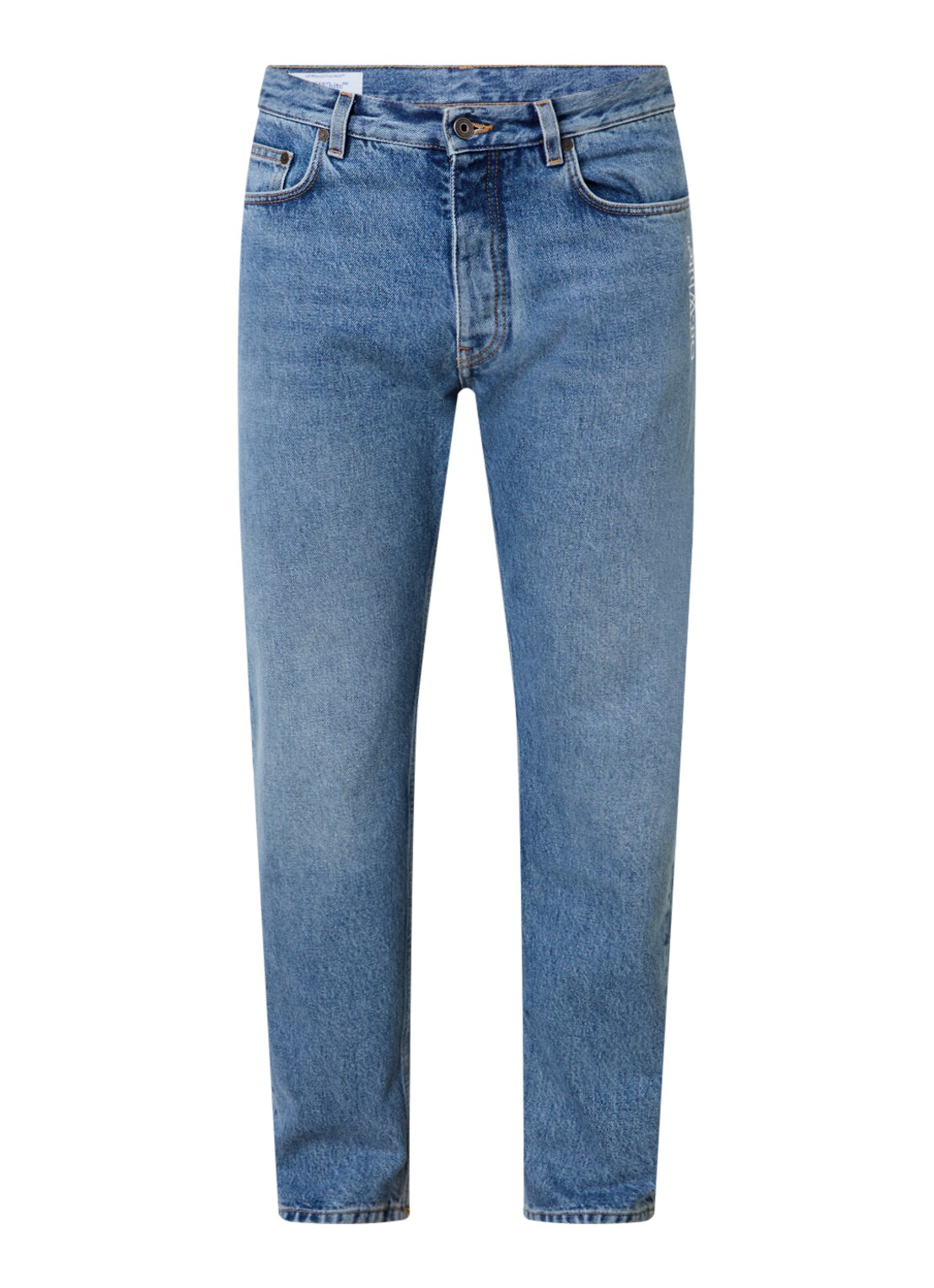 Off-White Straight leg jeans met medium wassing en logo - voorkant 5 indigo