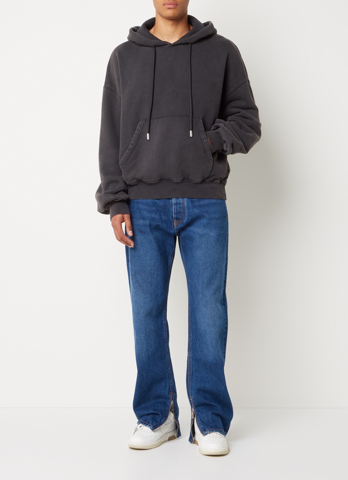 Off-White Super Moon hoodie met backprint  - voorkant 2 antraciet