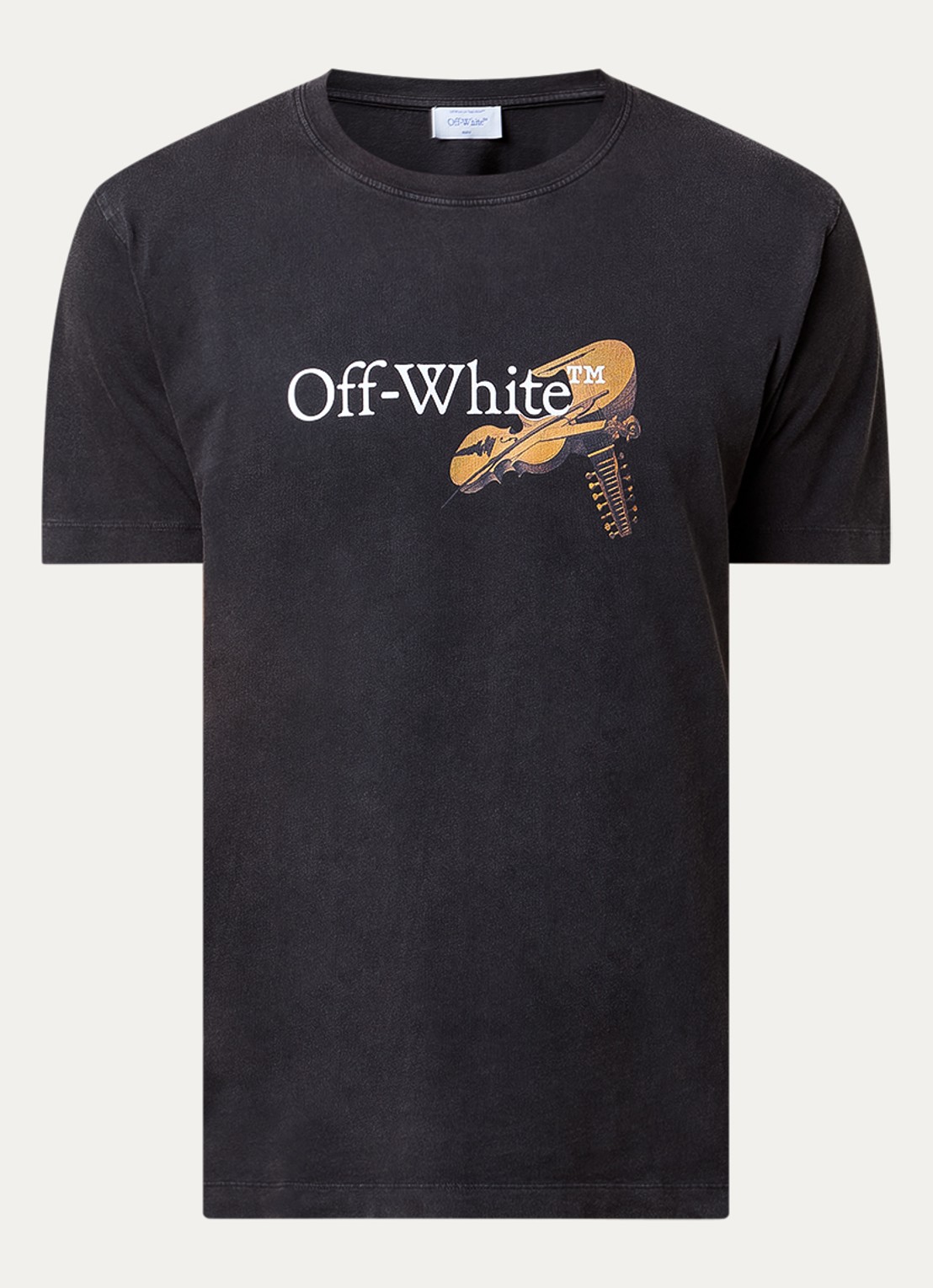 Off-White T-shirt met logo- en backprint - voorkant antraciet