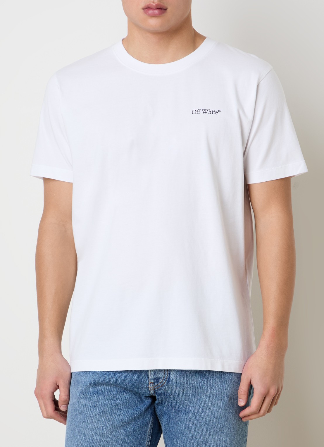Off-White T-shirt met logo- en backprint - achterkant 3 wit