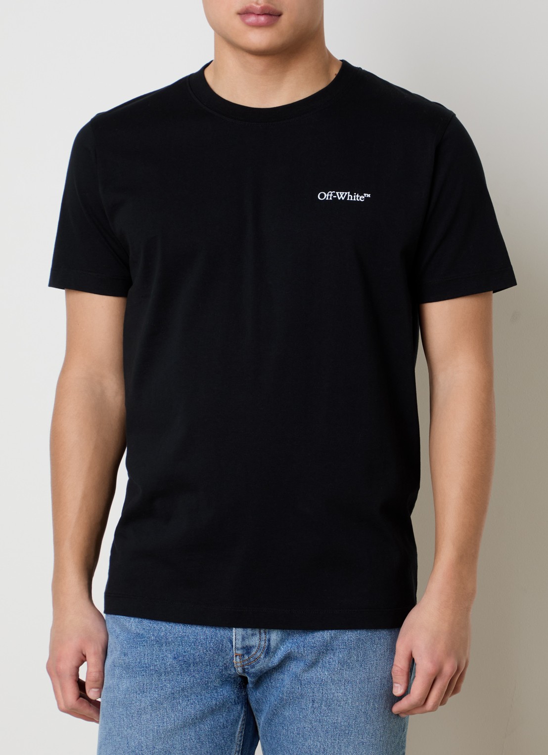 Off-White T-shirt met logo- en backprint - achterkant zwart