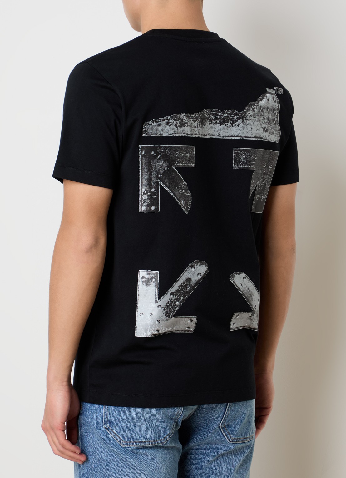Off-White T-shirt met logo- en backprint - detail 2 zwart