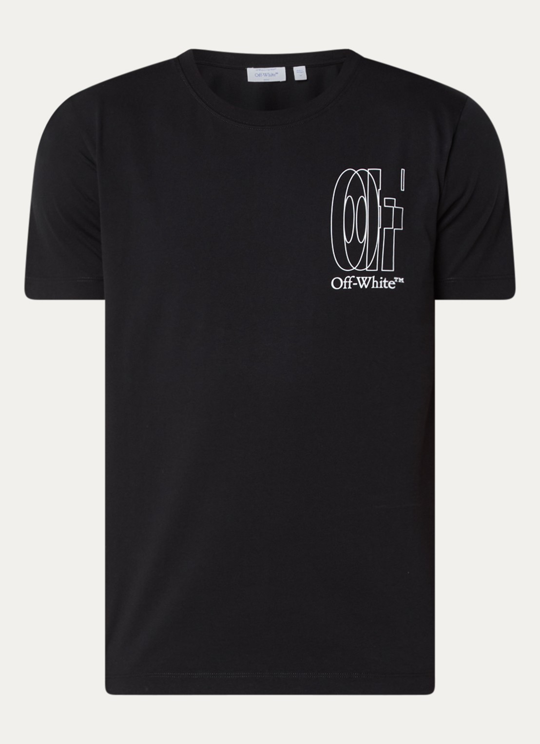 Off-White T-shirt met logo- en backprint - voorkant zwart