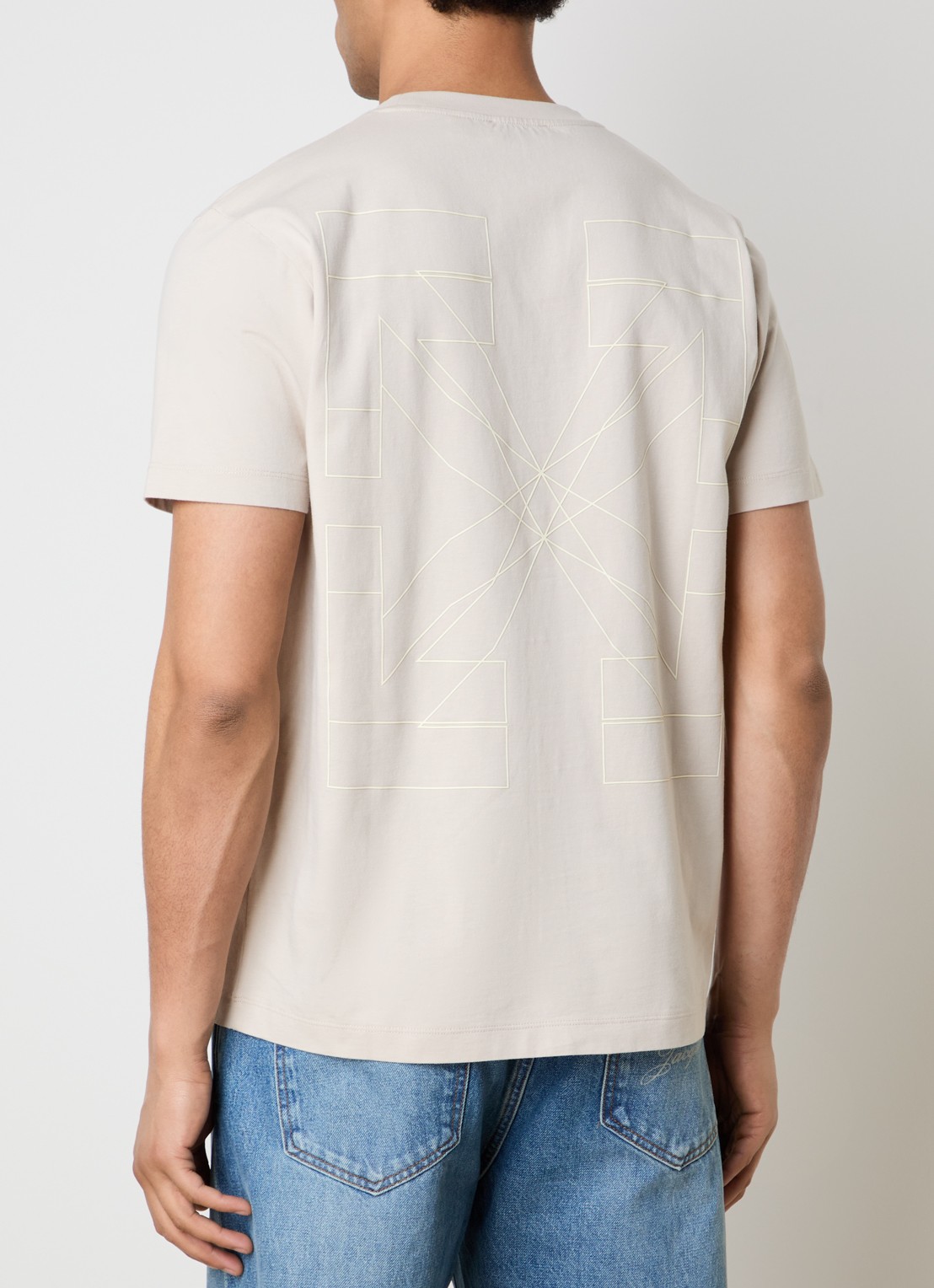 Off-White T-shirt met logo- en backprint - detail 4 beige
