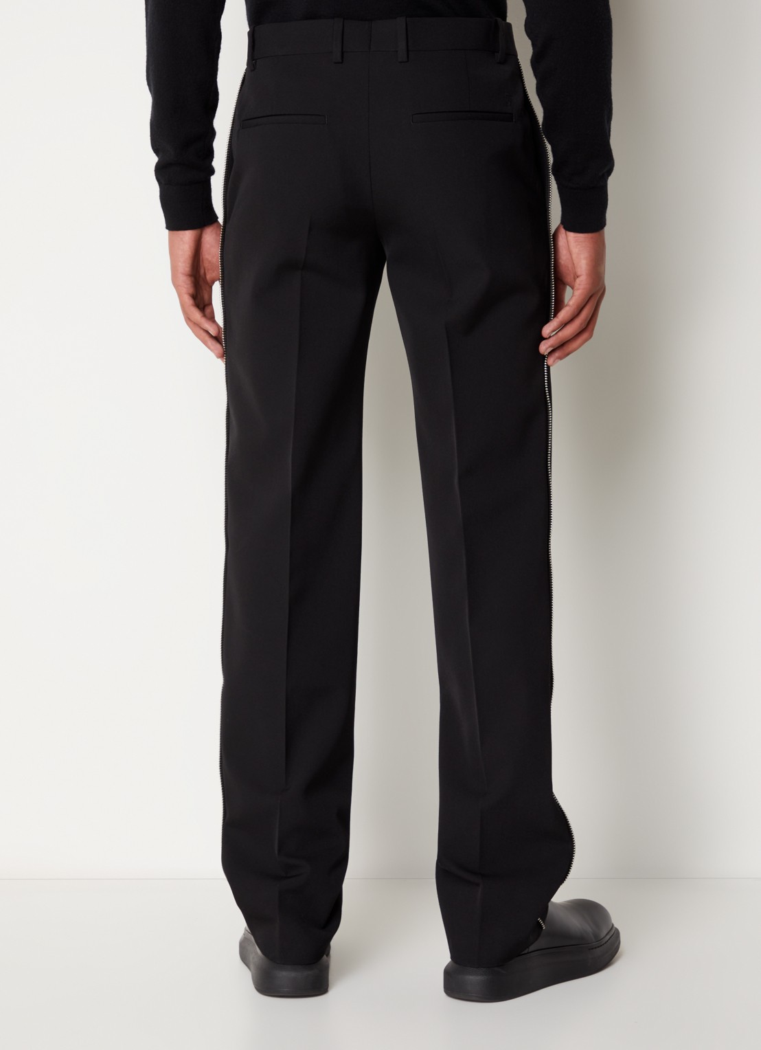 Off-White Tapered fit pantalon van wol met ritsdetail - achterkant 6 zwart