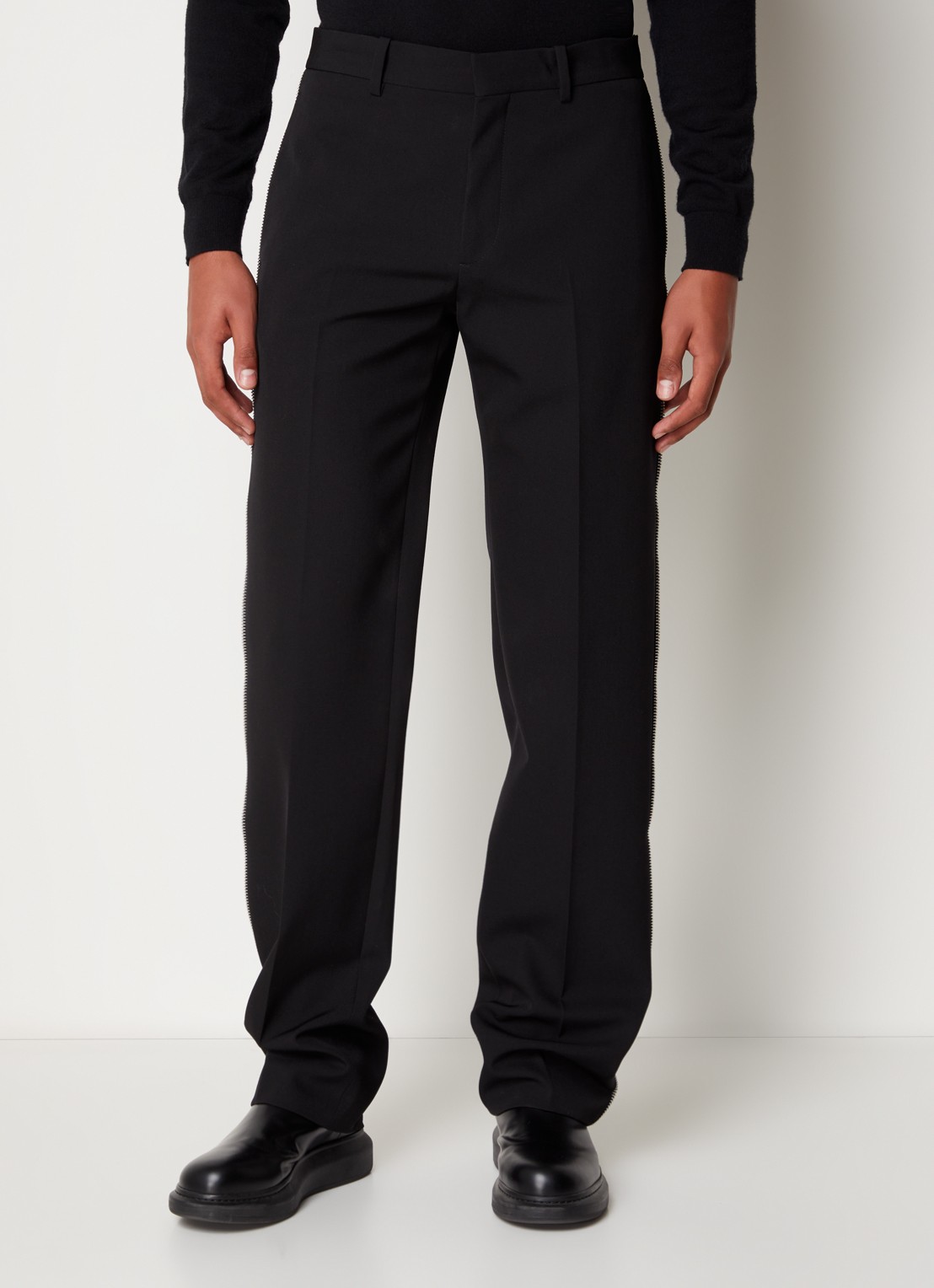 Off-White Tapered fit pantalon van wol met ritsdetail - detail 3 zwart