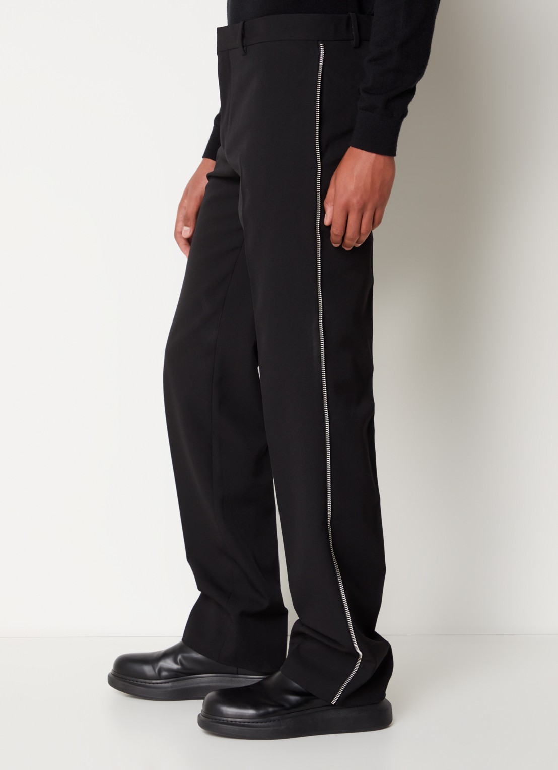 Off-White Tapered fit pantalon van wol met ritsdetail - detail 4 zwart