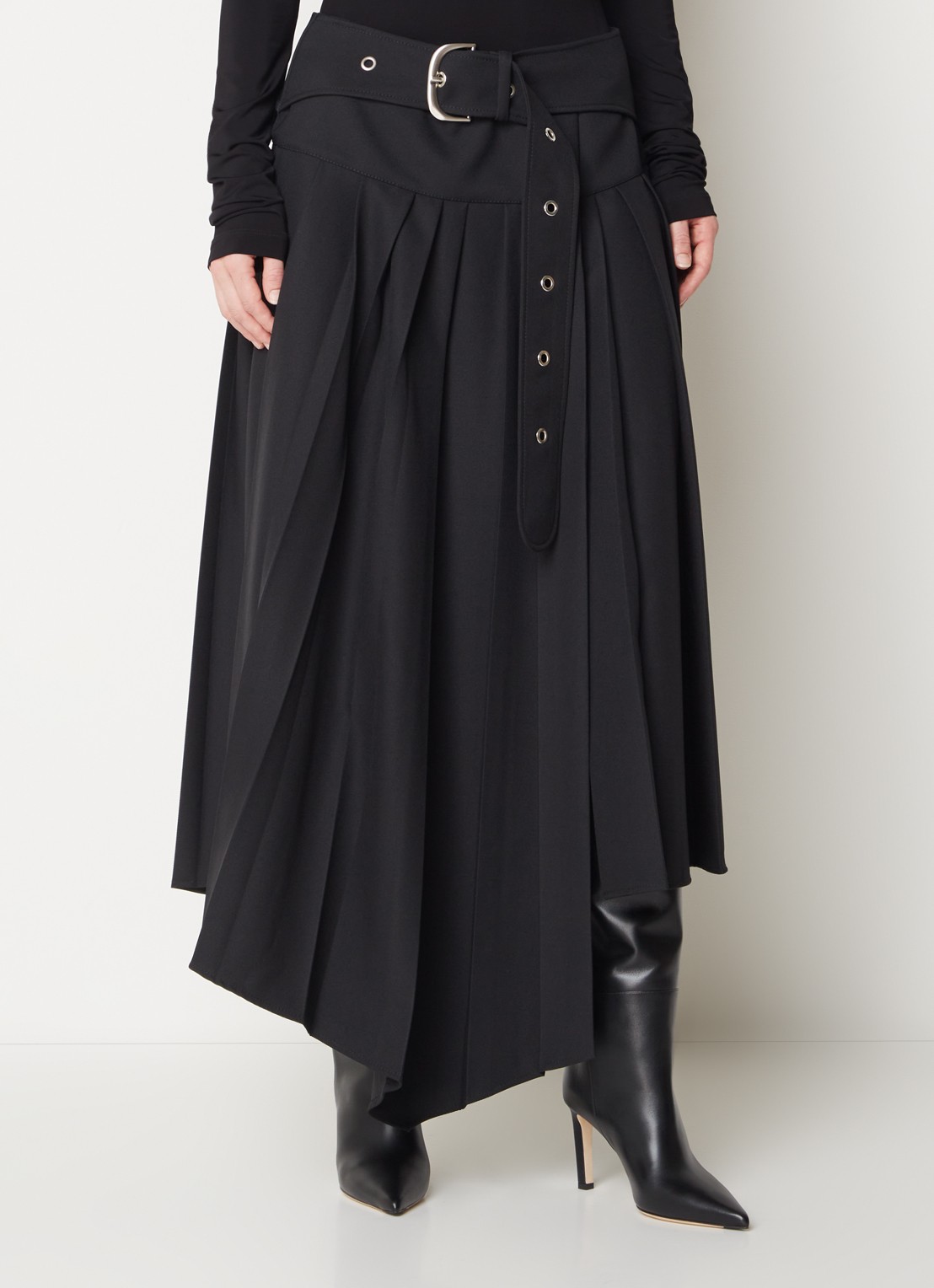 Off-White Tech Drill maxi rok met plissé en asymmetrische zoom - detail 4 zwart