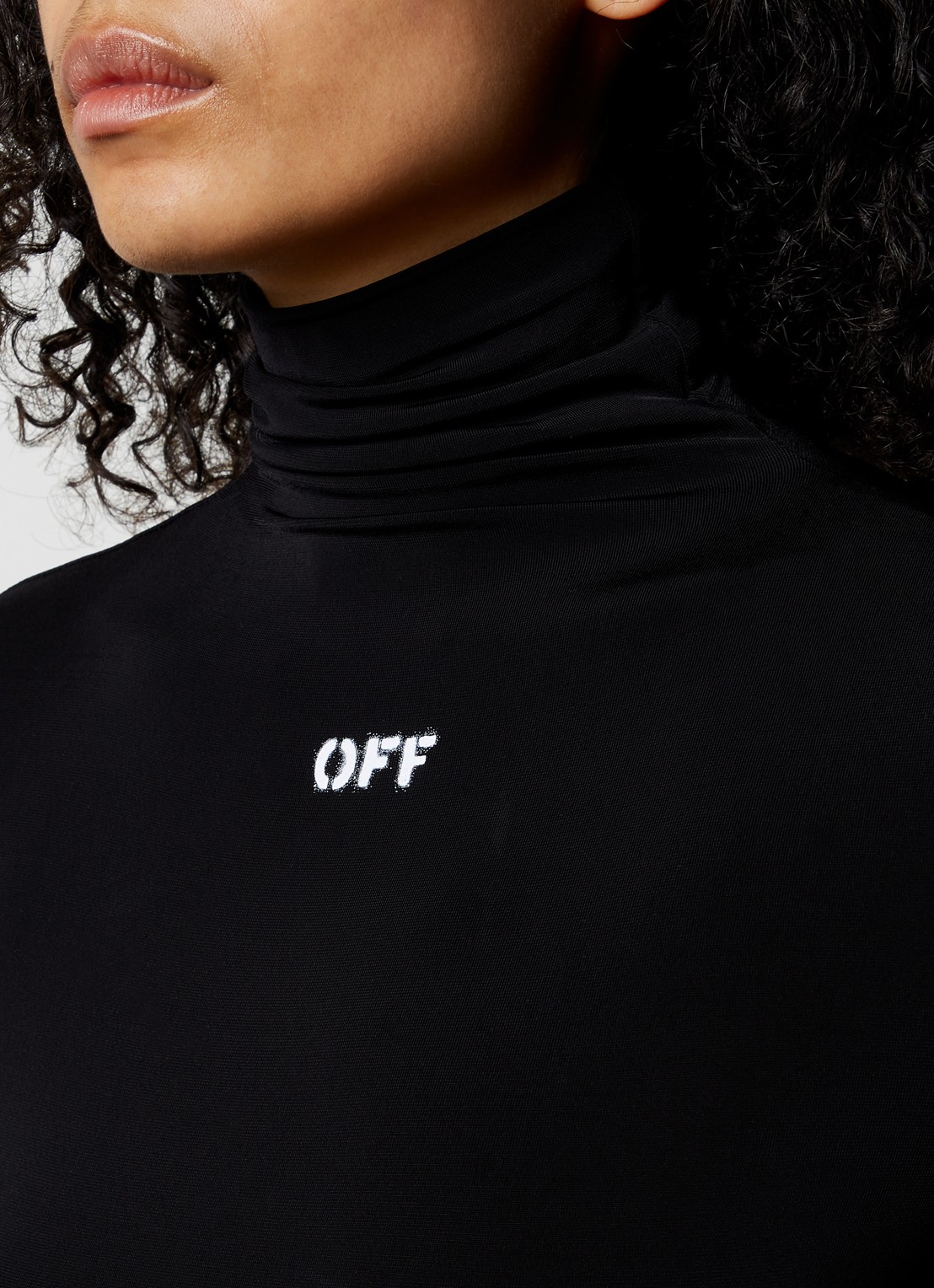 Off-White Top met col en logo - detail 3 diepzwart