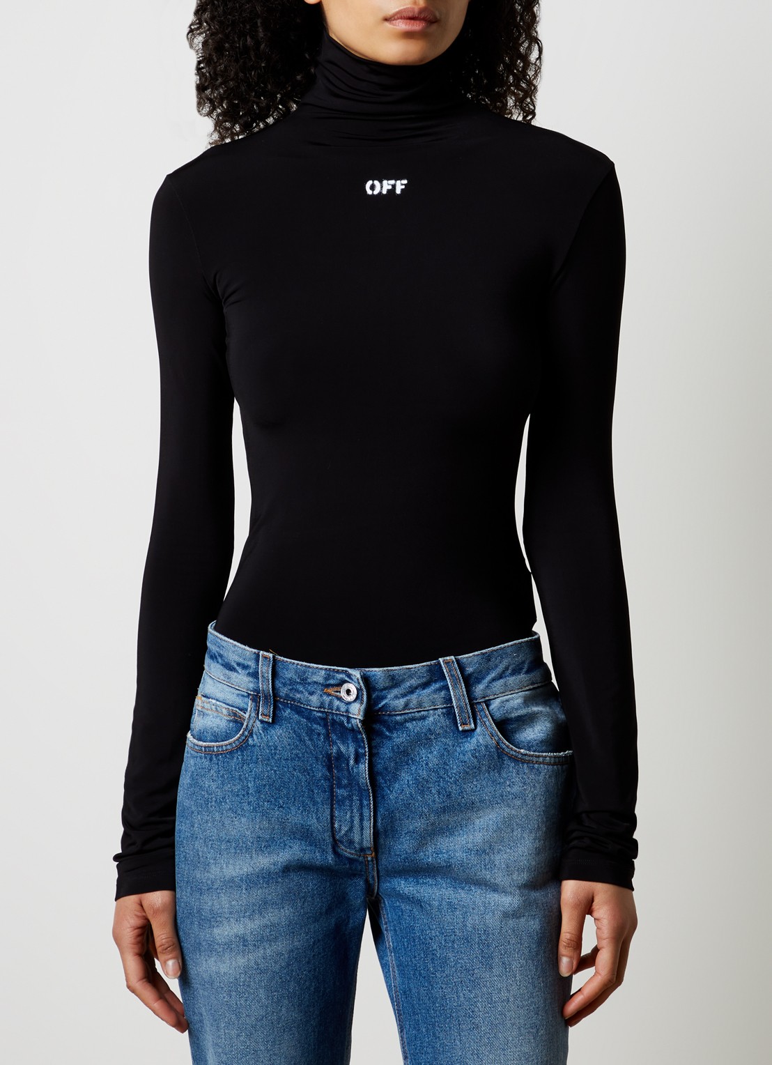 Off-White Top met col en logo - detail 2 zwart