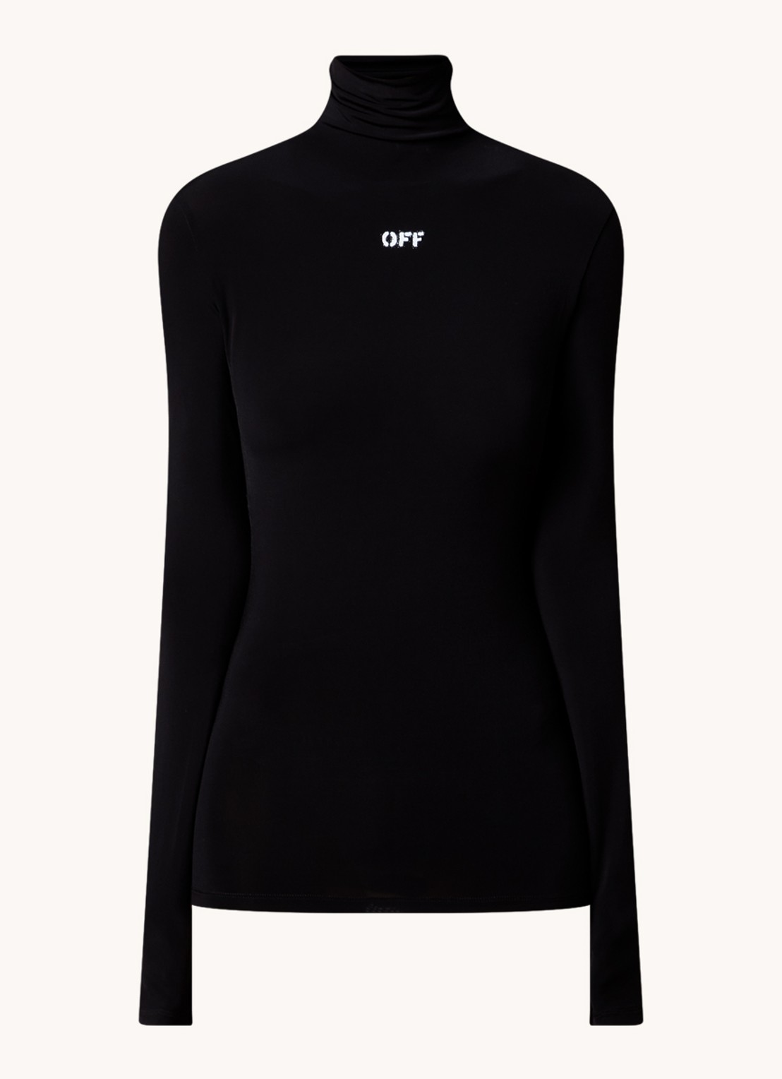 Off-White Top met col en logo - voorkant 4 zwart