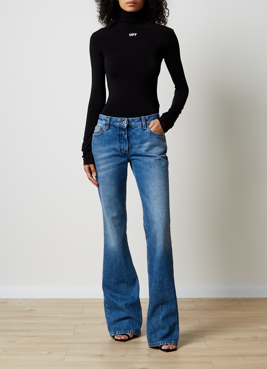 Off-White Top met col en logo - voorkant 5 zwart