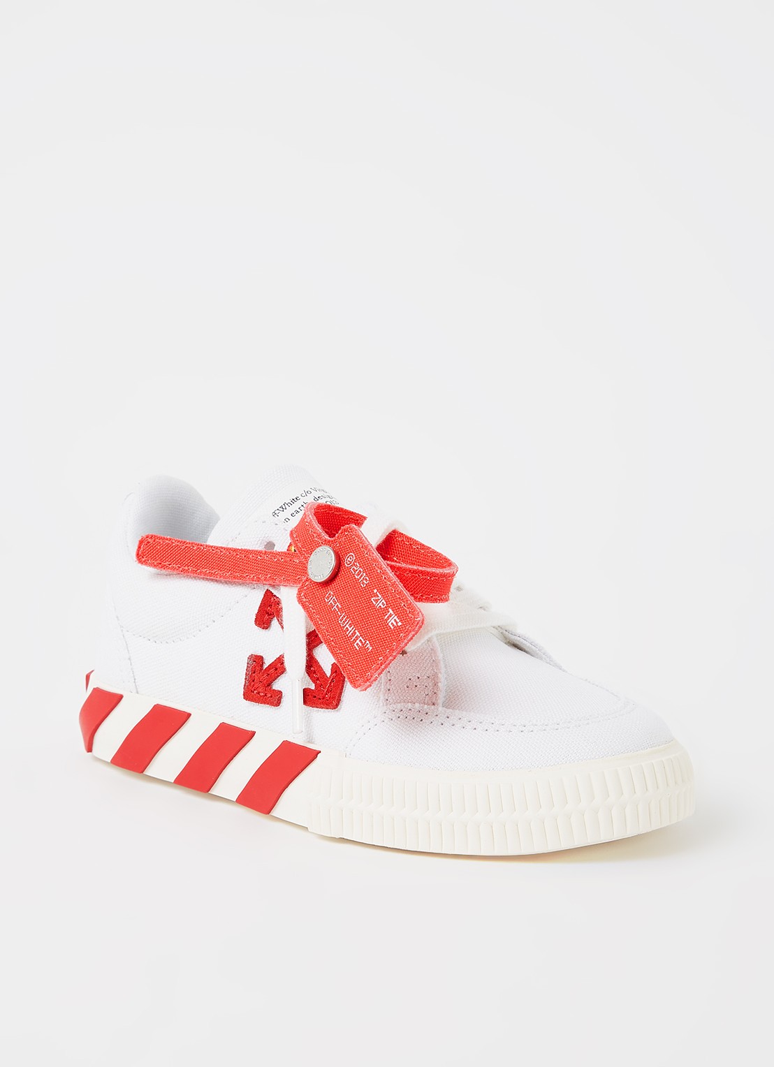Off-White Vulcanized sneaker van canvas met suède detail - voorkant 3 wit