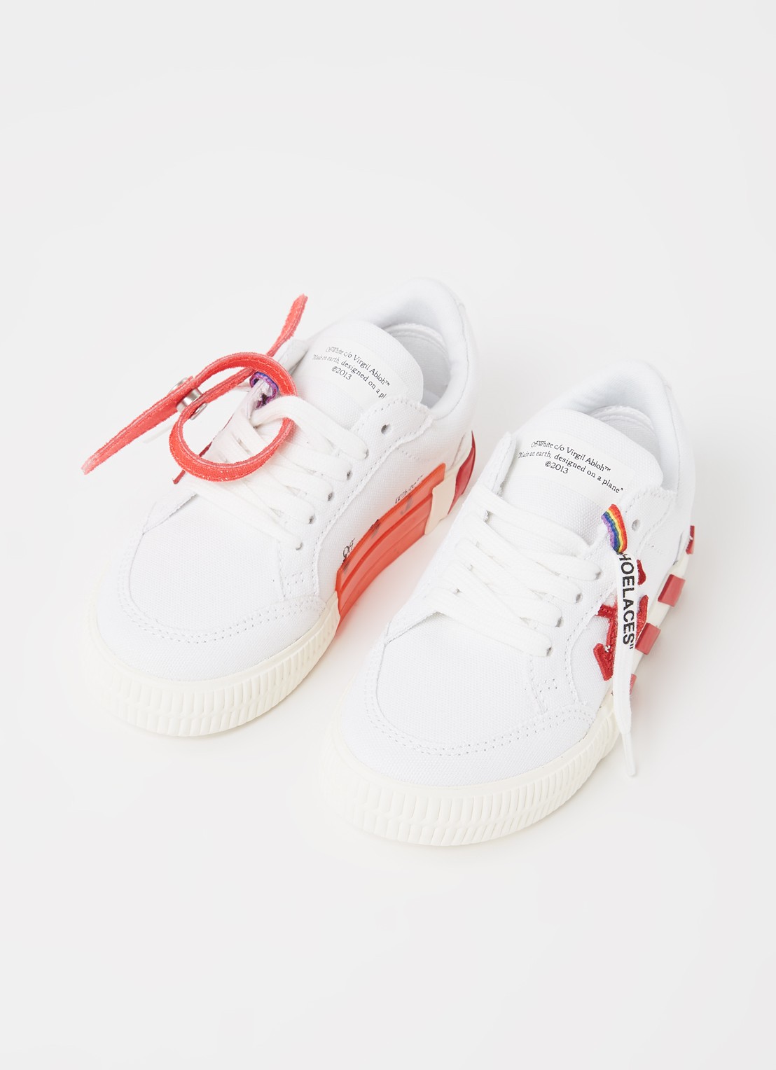 Off-White Vulcanized sneaker van canvas met suède detail - voorkant 4 wit