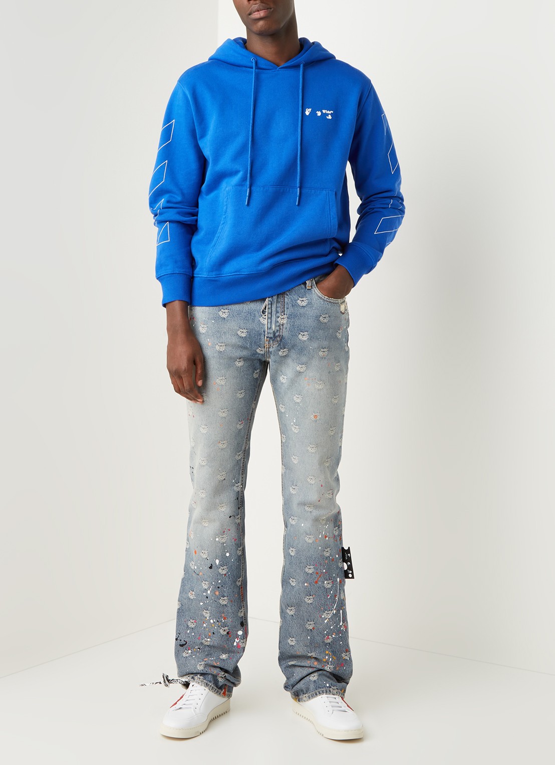 Off-White Wide fit jeans met print - voorkant 2 indigo