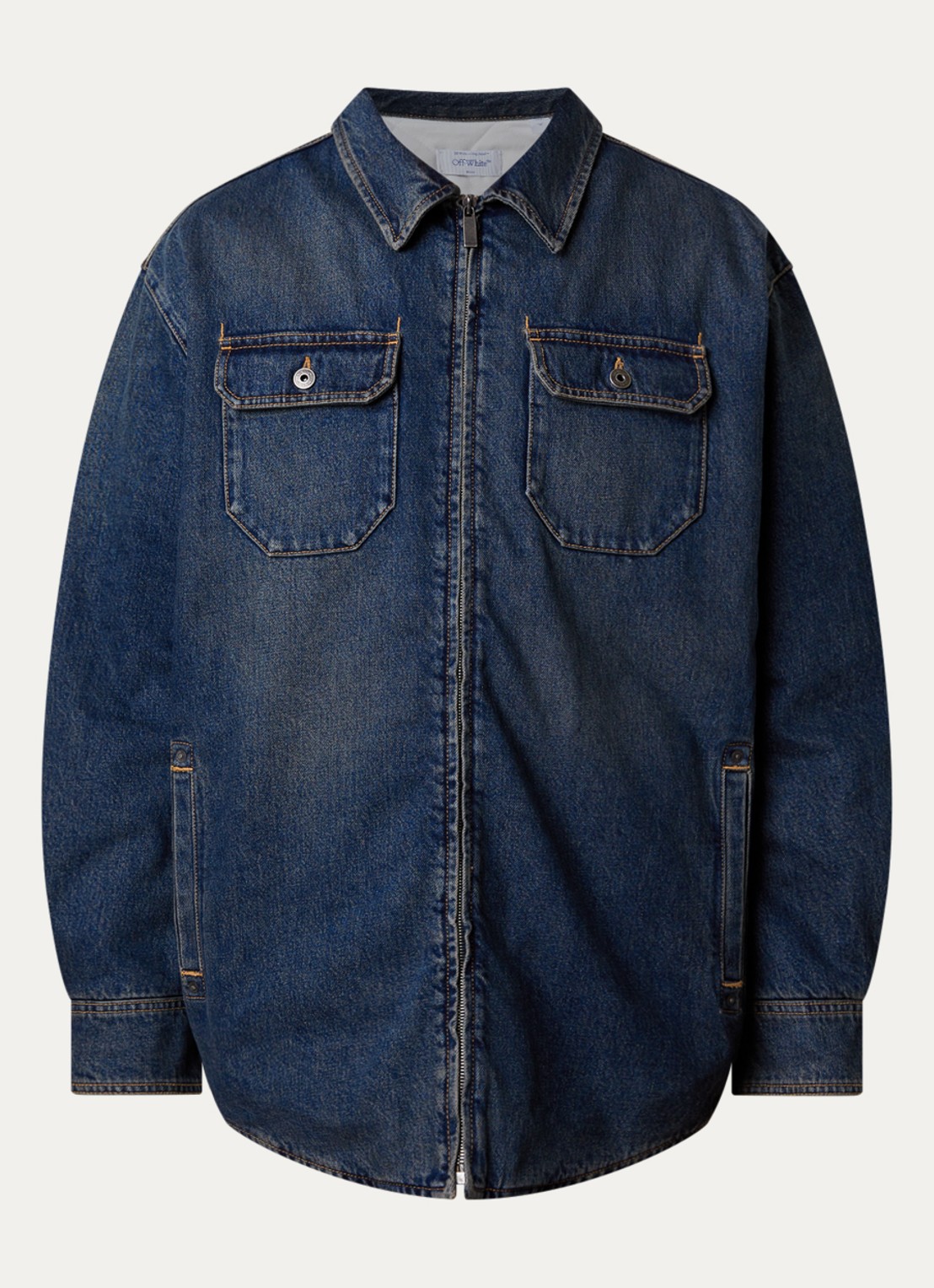 Off-White Workwear comfort fit overshirt van denim - voorkant 4 indigo