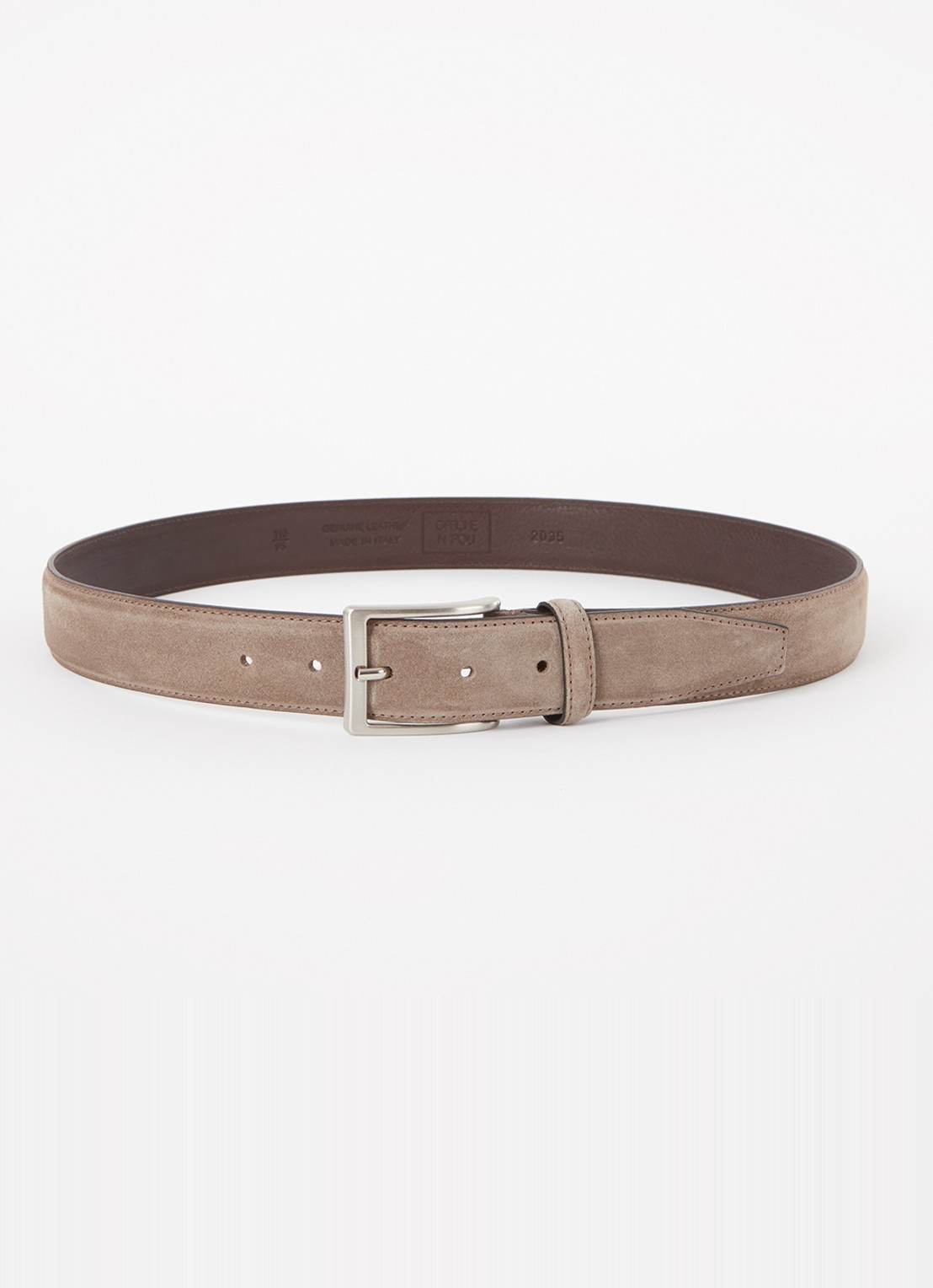 Officine Napoli 2035 riem van suède - voorkant 2 taupe