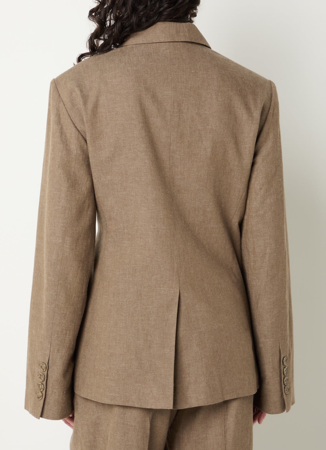 OLAF Blazer in wolblend met asymmetrische sluiting - achterkant 3 taupe