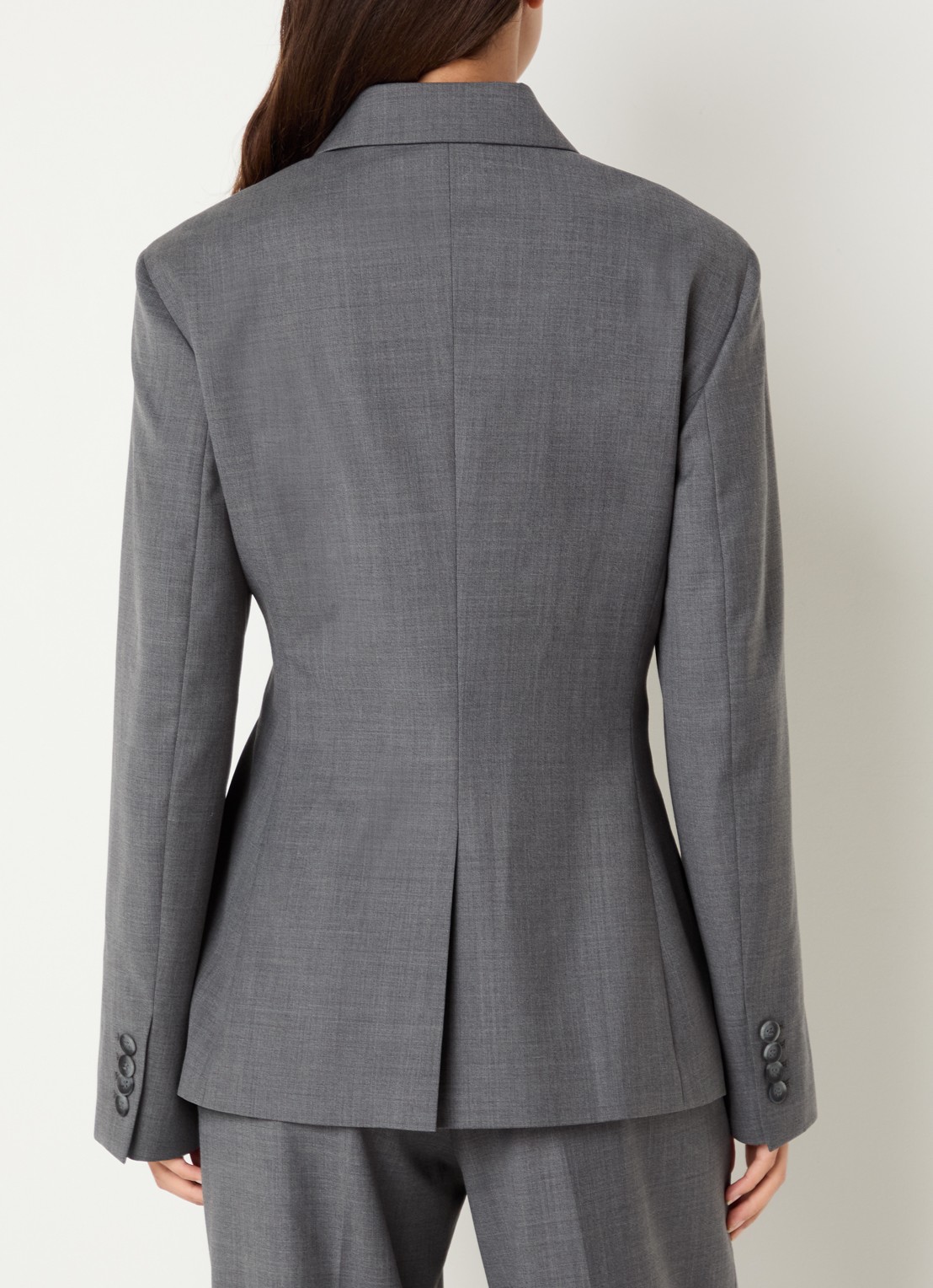 OLAF Blazer in wolblend met overslag - achterkant 4 donkergrijs