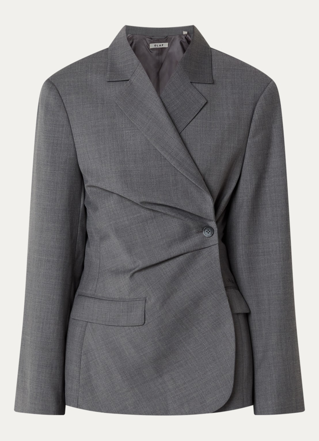 OLAF Blazer in wolblend met overslag - voorkant 2 donkergrijs