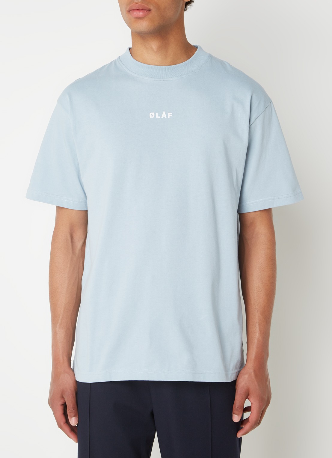 OLAF Block T-shirt met logo - detail lichtblauw