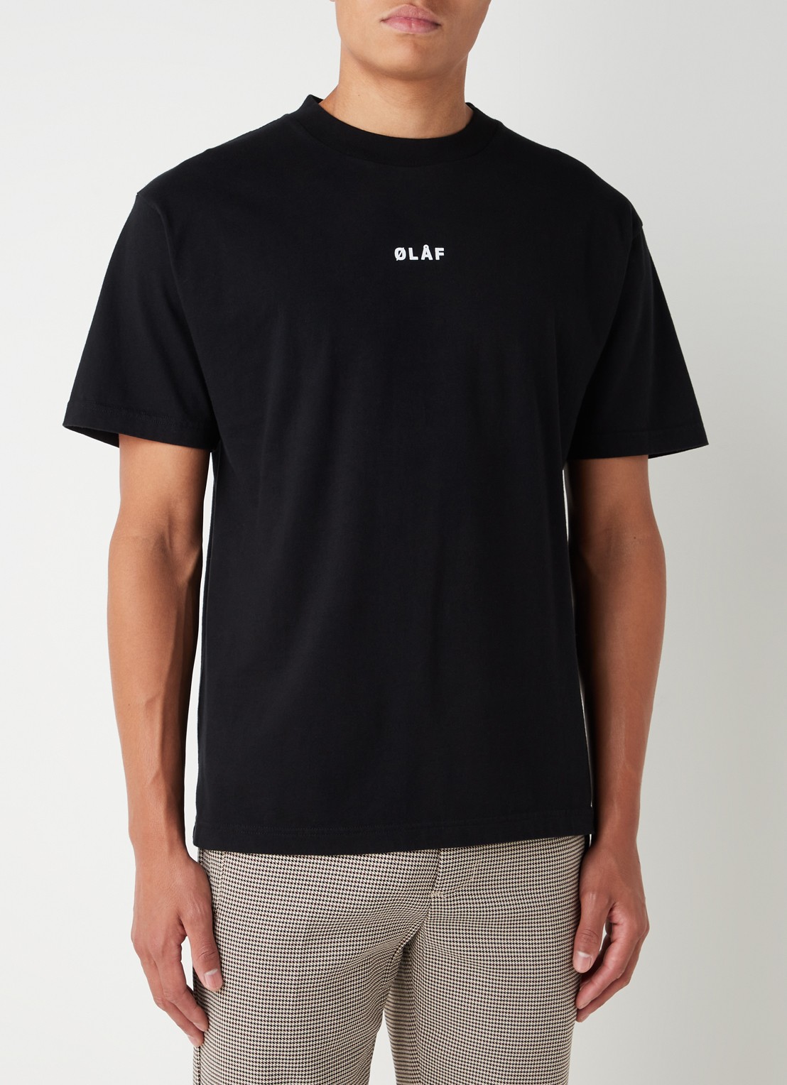 OLAF Block T-shirt van katoen met logo - detail 2 zwart