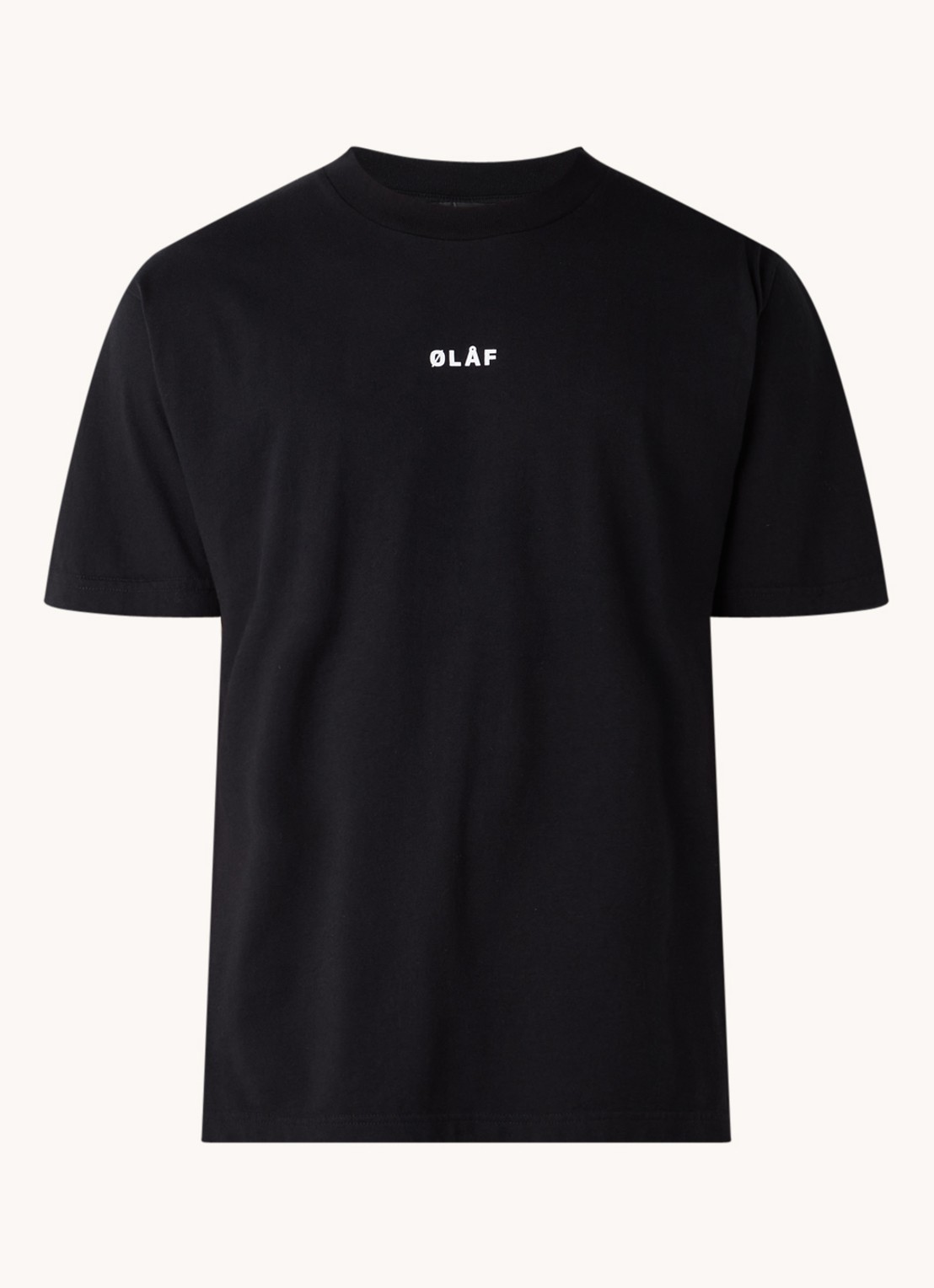 OLAF Block T-shirt van katoen met logo - voorkant 3 zwart