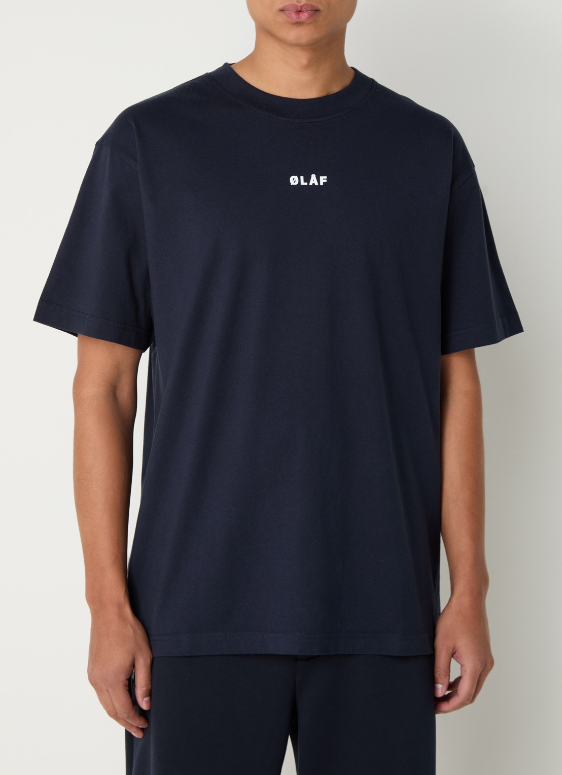 OLAF Block T-shirt van katoen met logo - detail 4 donkerblauw