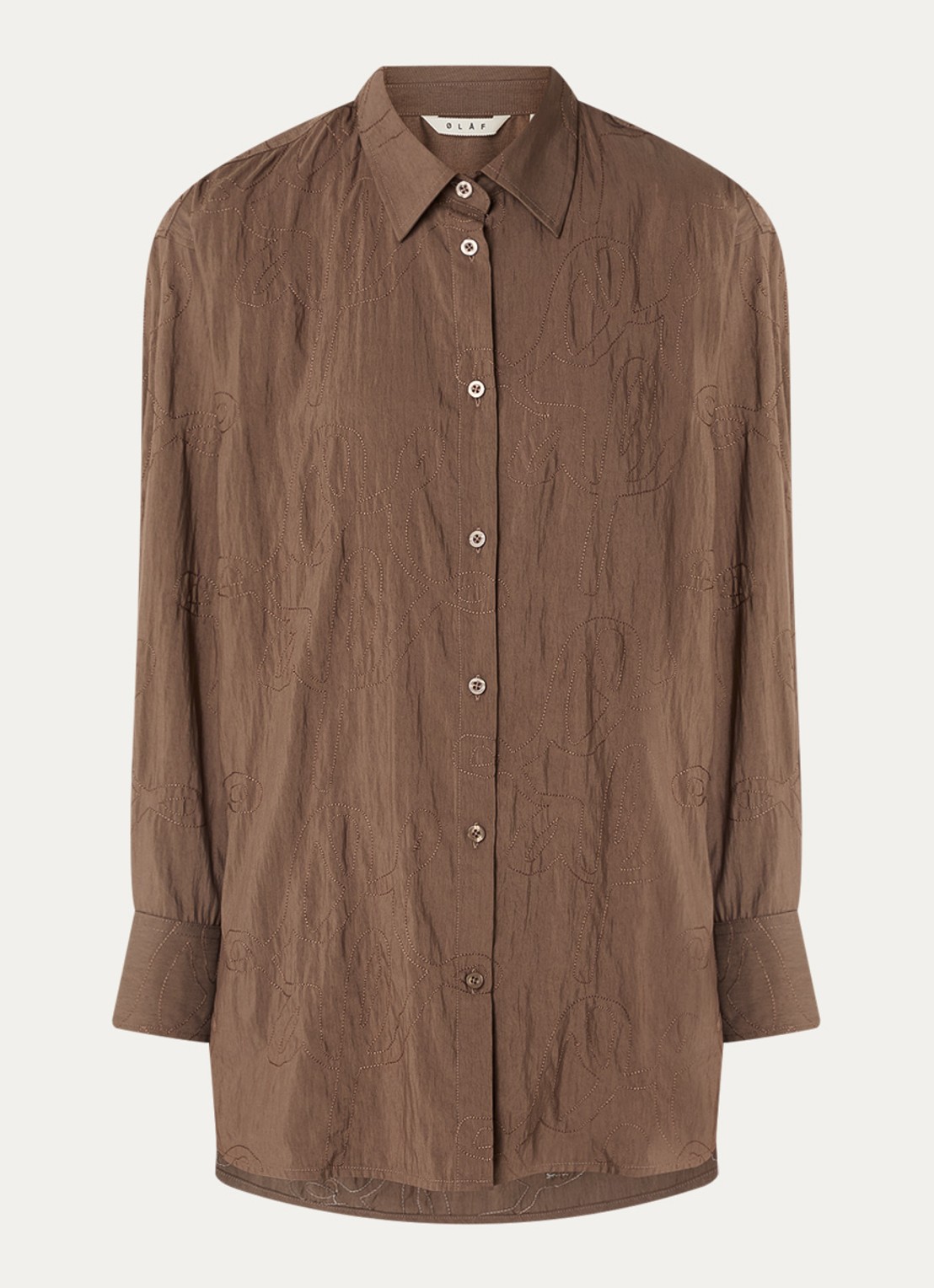 OLAF Blouse met borduring - voorkant 2 taupe