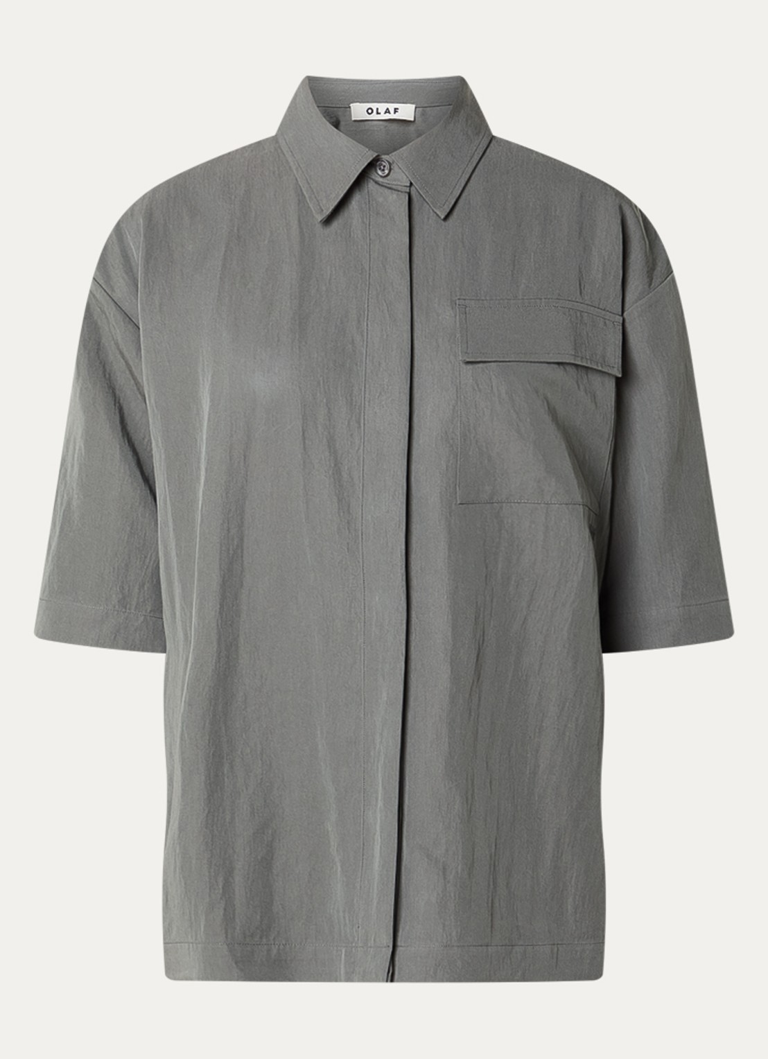OLAF Blouse met borstzak en logoborduring - voorkant 2 grijs