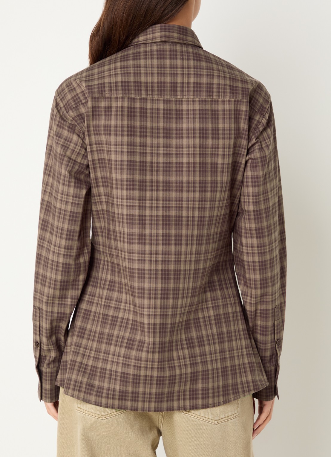 OLAF Blouse met ruitdesin - achterkant 4 lichtbruin