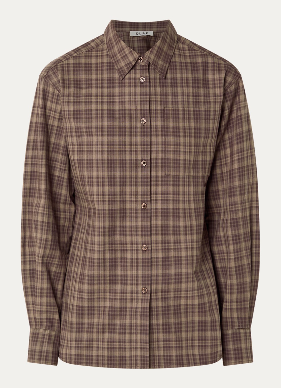 OLAF Blouse met ruitdesin - voorkant 2 lichtbruin